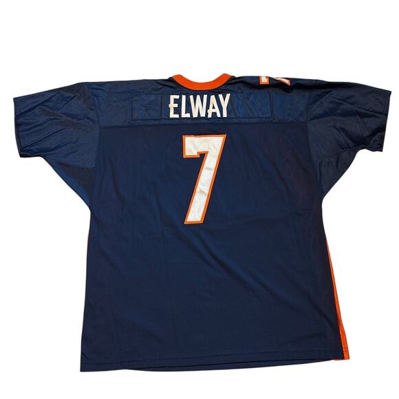 Vtg Denver Broncos John Elway #7 Football Jersey Blue Orange Sz 54 2XL Wilson - Picture 1 of 8